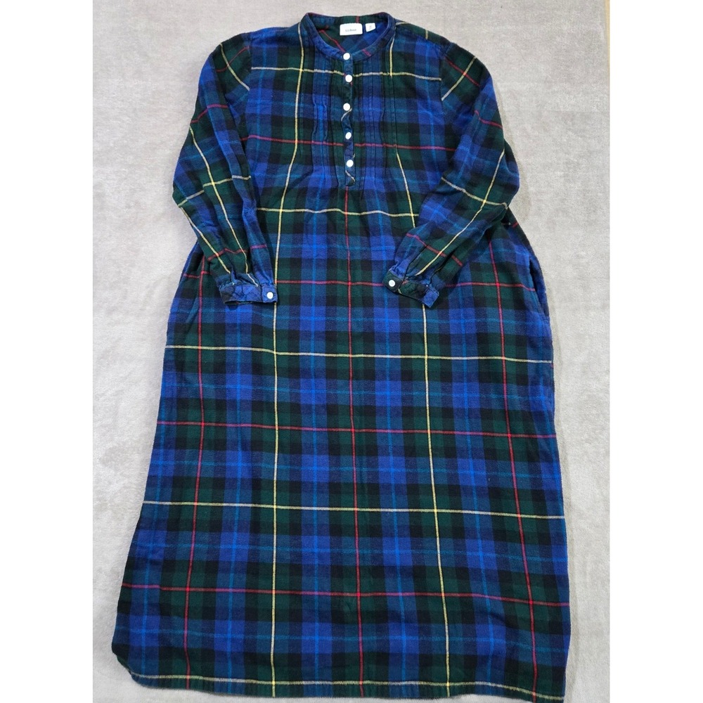 LL Bean Tartan Plaid Flannel Nightshirt Women Small Sleepwear Cabin Heritage
